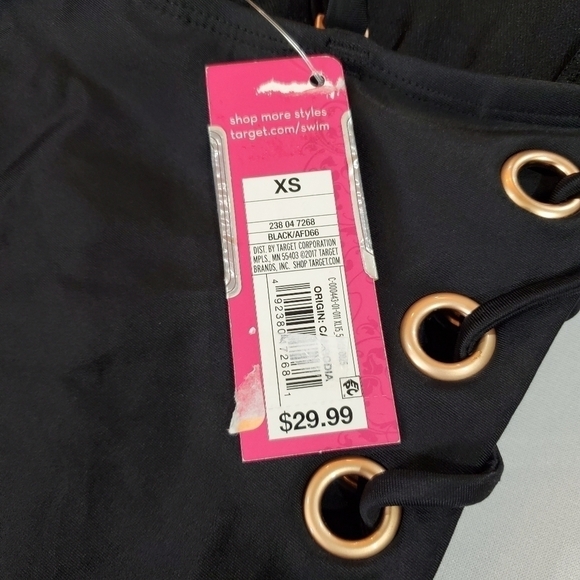 XHILARATION Black Lace Up One-piece Swimsuit XSm - Picture 8 of 10